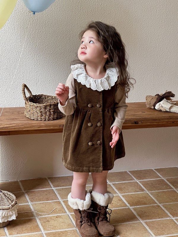 預購秋冬款女童甜美連衣裙套裝尺寸80-130 