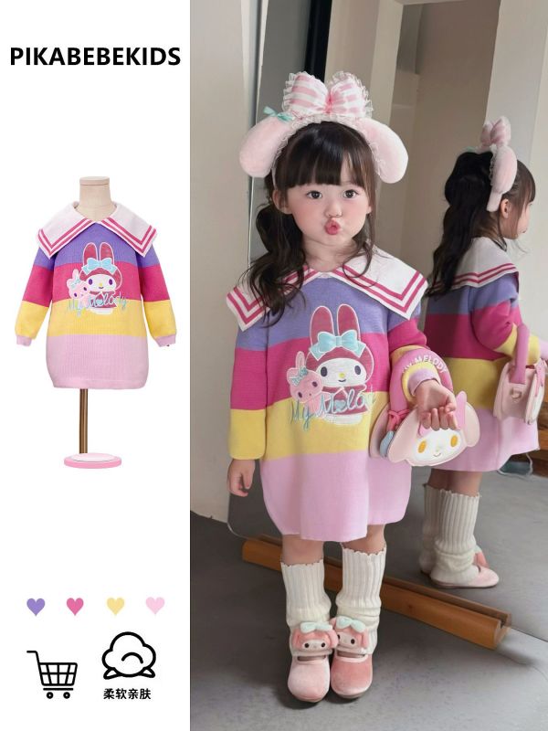 預購秋款設計師品牌日系美樂蒂公主針織洋裝 