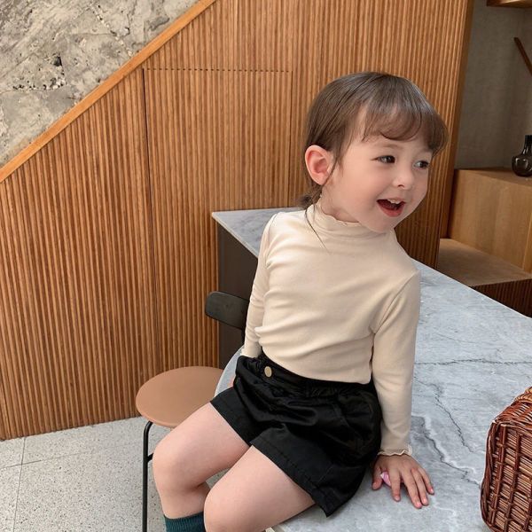 預購秋款女童德絨百搭木耳邊上衣尺寸90-140 