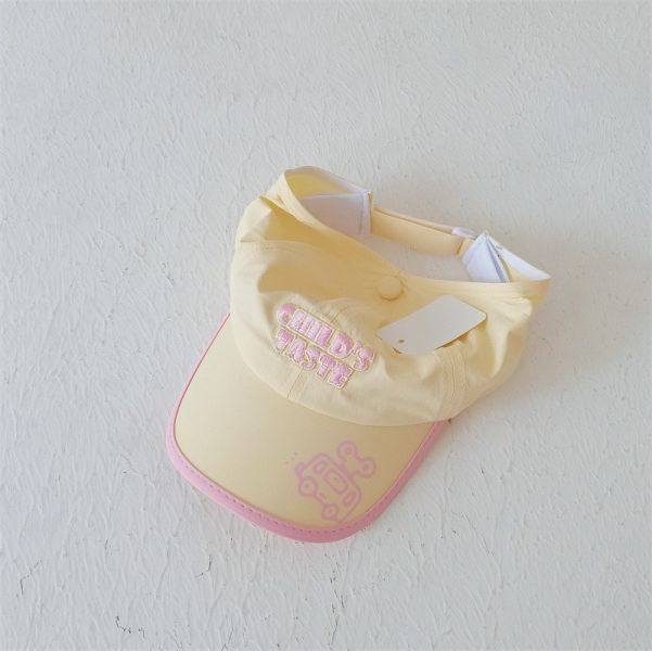 預購ins夏款女童糖果色刺繡遮陽帽 