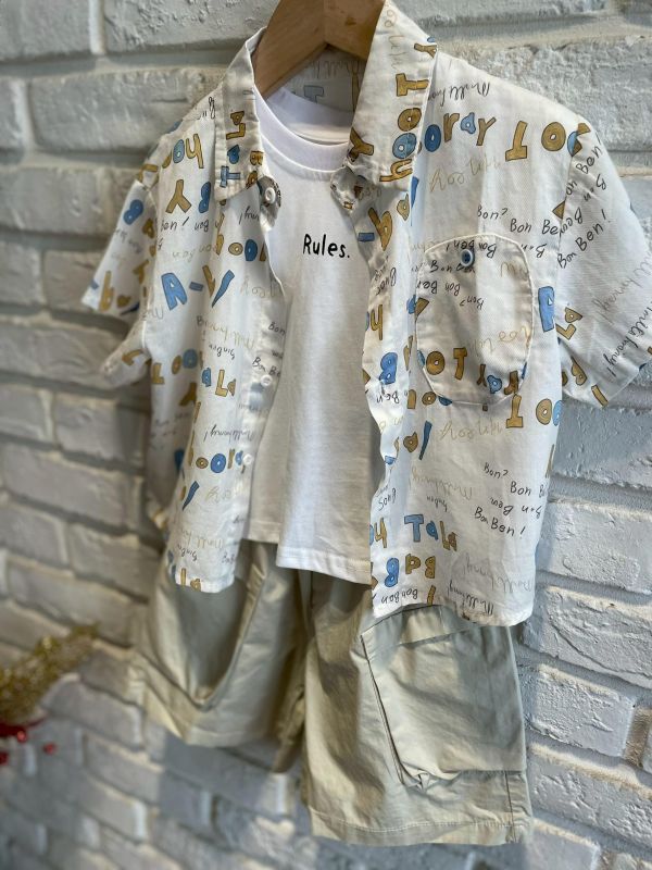 881現貨夏款男童字母3件套裝尺90-130 