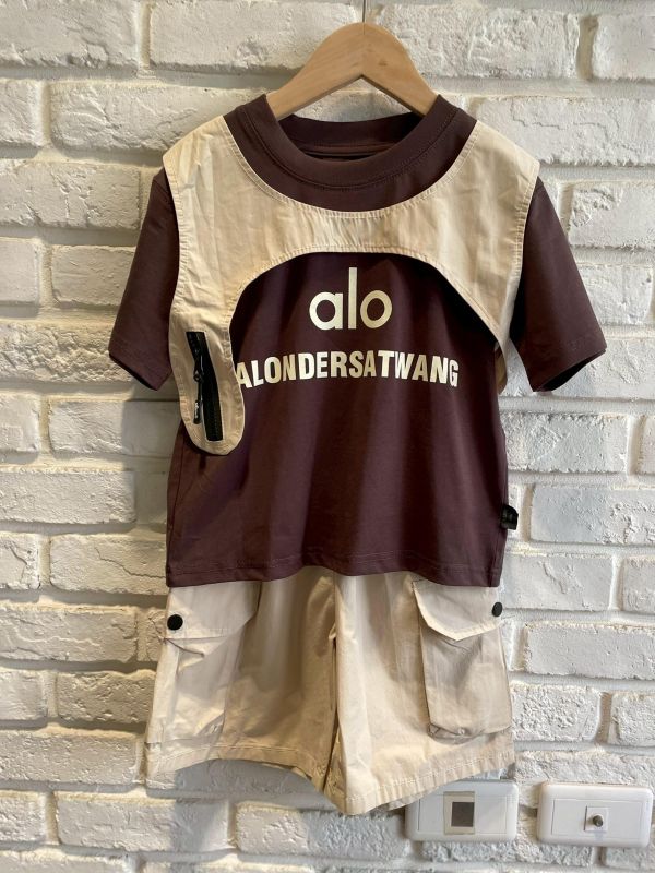 26803-2現貨夏款男童深咖ALO工裝套裝尺110-150 