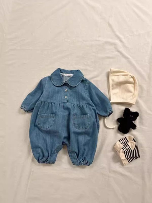 預購男女寶可愛牛仔連身衣尺寸66-90 
