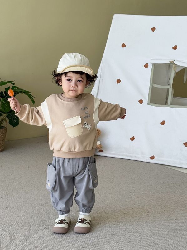 預購秋款男童韓版撞色套裝尺寸73-120 