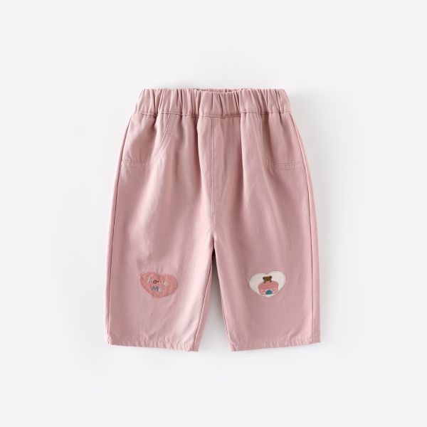 預購秋款女童愛心貼布繡花牛仔褲尺寸73-120 