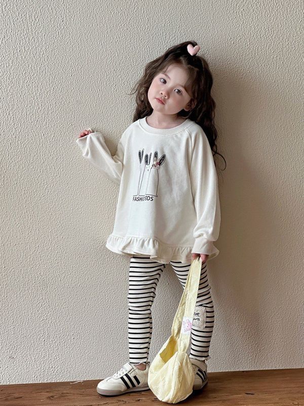 預購秋款女童兔兔上衣+ 褲子套裝尺寸80-130 