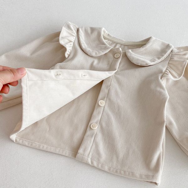 預購秋款女童韓版燈芯絨娃娃領背心裙套裝尺寸80-130 