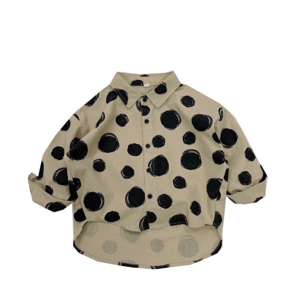 預購秋款男女童珍珠奶茶襯衫尺寸80-130 