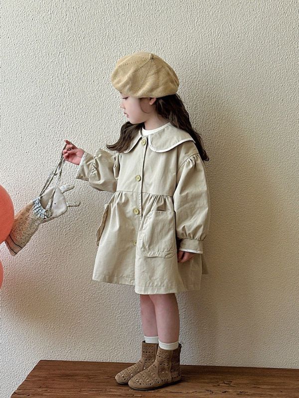 預購秋款女童風衣外套尺寸80-130 