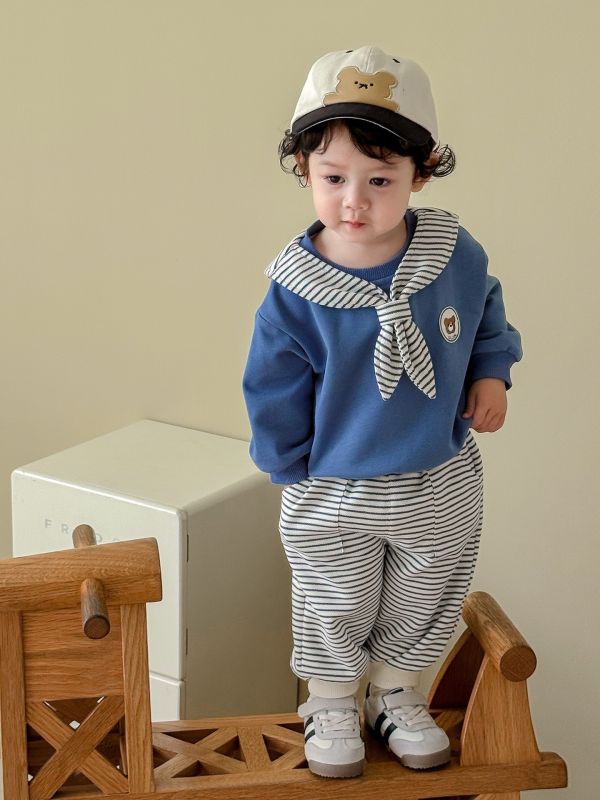 預購男女童條紋撞色套裝尺寸73-120 