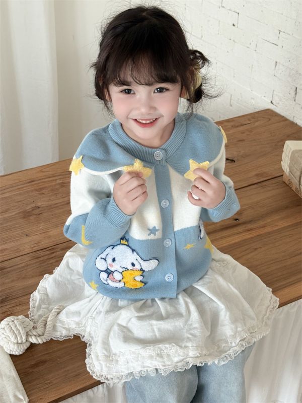 預購秋款女童甜美可愛大耳狗針織百搭毛衣外套 尺寸100-150 