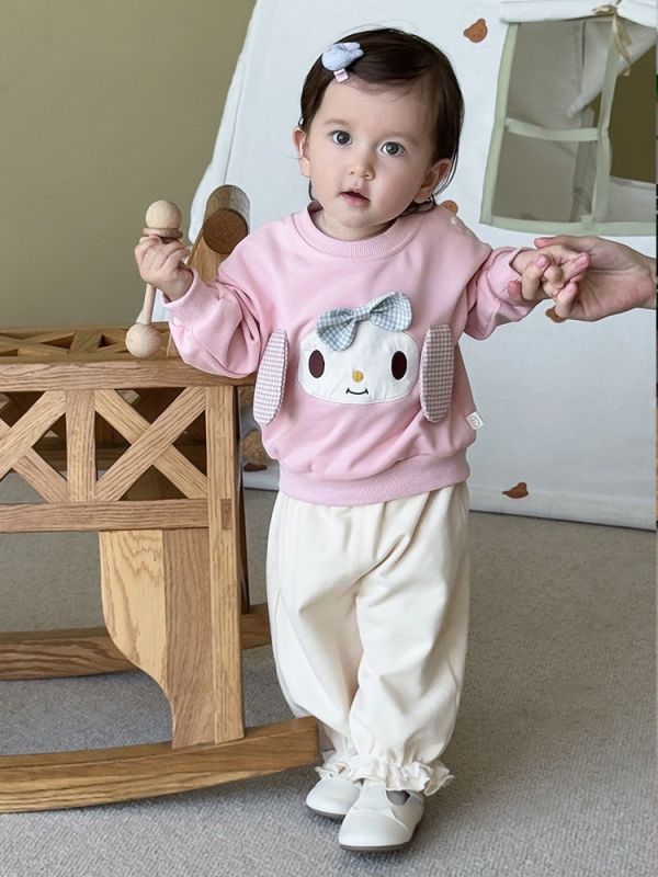 預購秋款女童蝴蝶結卡通套裝尺寸73-120 