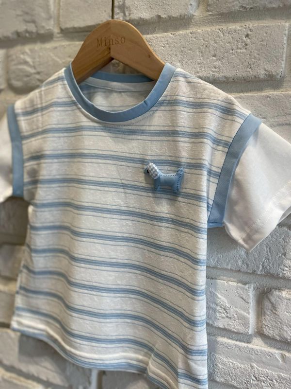 26153-1現貨夏款男童藍條立體小馬上衣尺寸90-130 