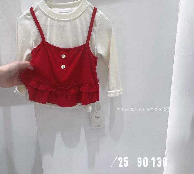 現貨秋款女童氣質假2件上衣尺寸90-130附實拍 