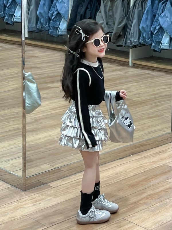 預購秋款女童辣妹蛋糕裙套裝尺寸90-140 