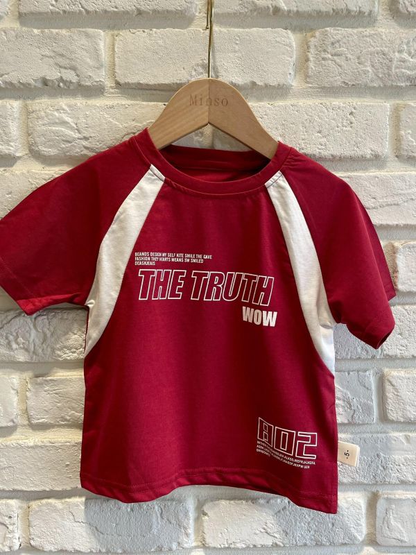 2685-1現貨夏款男童紅色潮T上衣尺寸90-130 