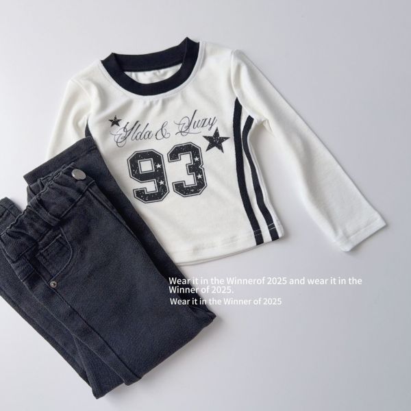 預購秋款女童辣妹款修身數字上衣尺寸90-150 