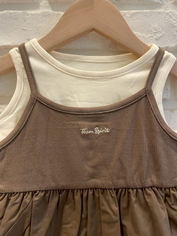 26085-1現貨夏款女童刺繡淺咖上衣套裝尺寸80-120 