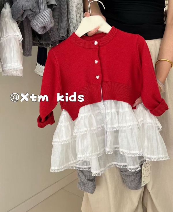 現貨秋款女童針織洋裝上衣 尺寸90-130附實拍 