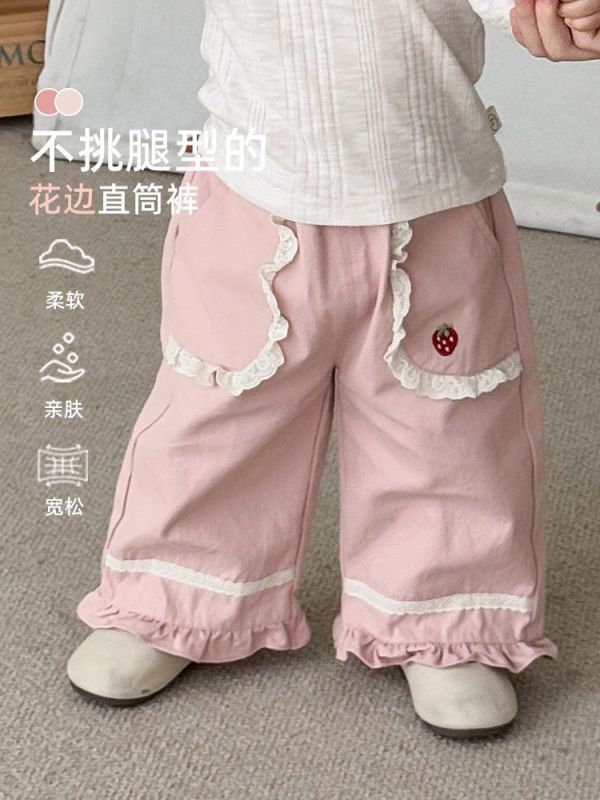 預購秋款女童花邊休閒褲套裝尺寸73-120 