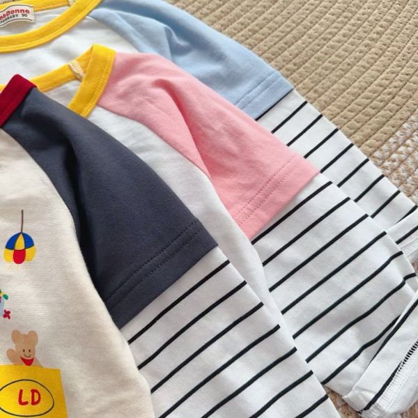 預購日單男女童拚色上衣（棉） 尺寸90-130 
