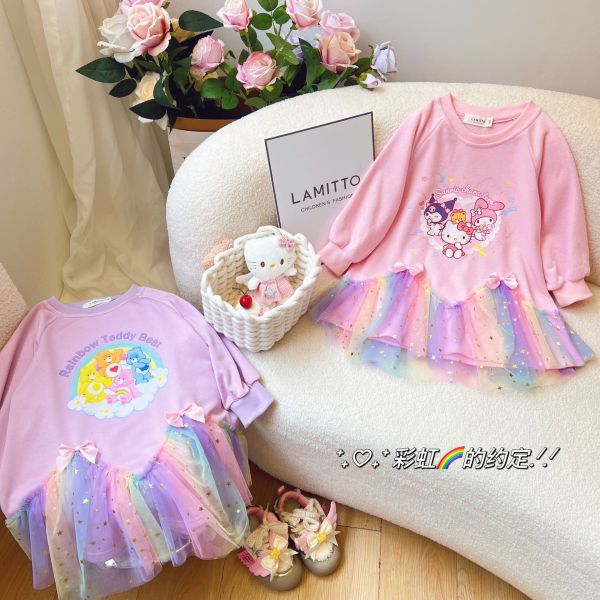 預購秋款日系甜美網紗公主洋裝尺寸100-150 