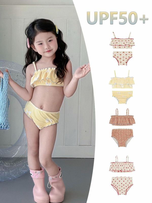 預購夏款女童碎花清涼泳衣 