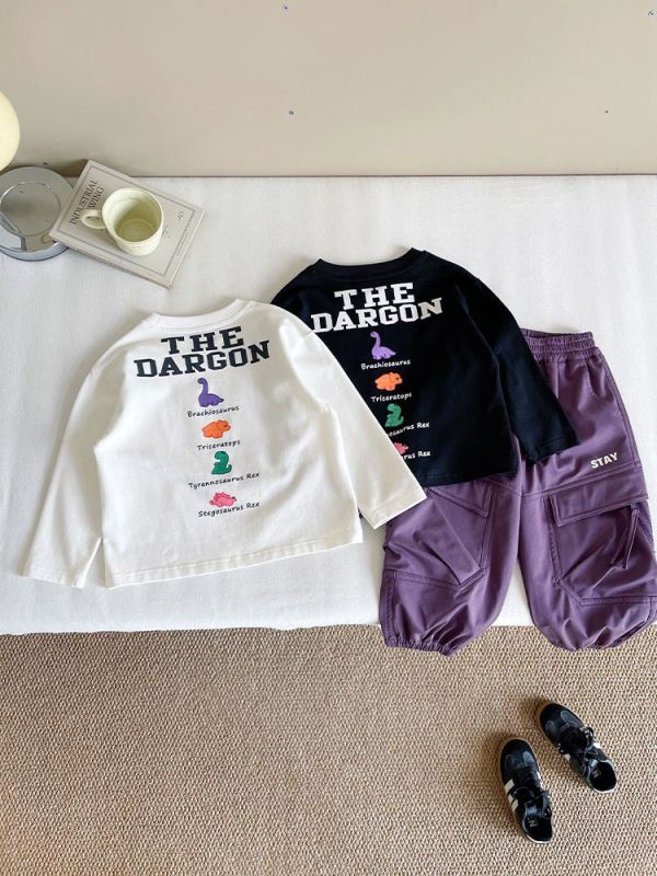 預購秋款男童彩色恐龍上衣尺寸90-150 