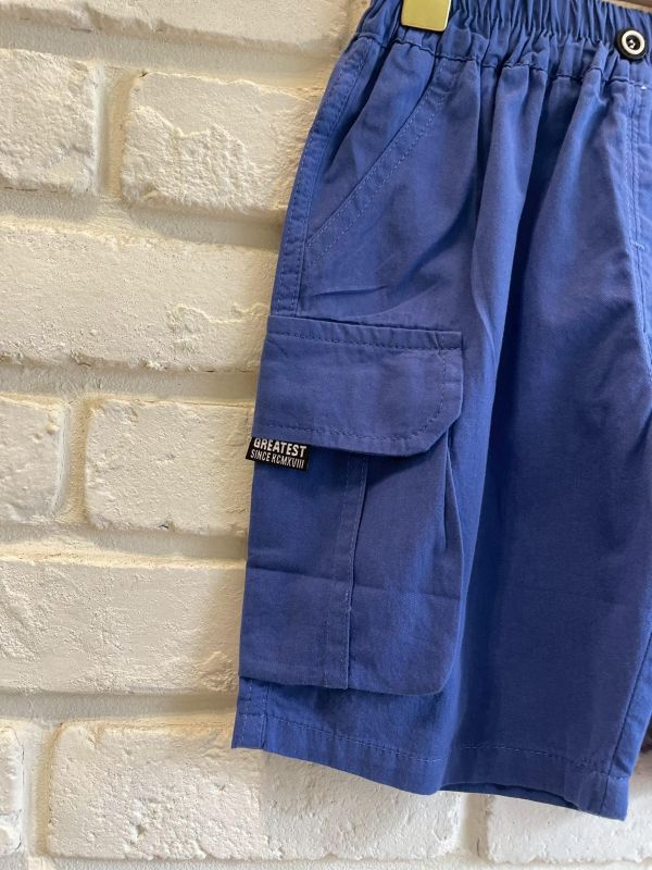 2607-3現貨男童設計款酷帥藍色工裝短褲尺寸90-130 