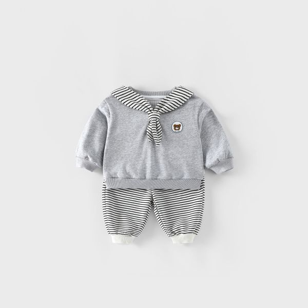 預購男女童條紋撞色套裝尺寸73-120 