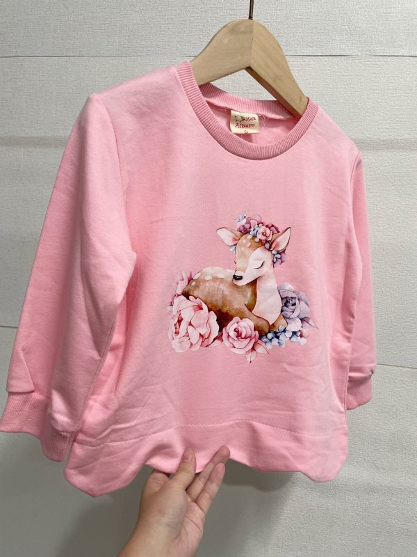 現貨秋款女童小鹿斑比滾邊上衣 