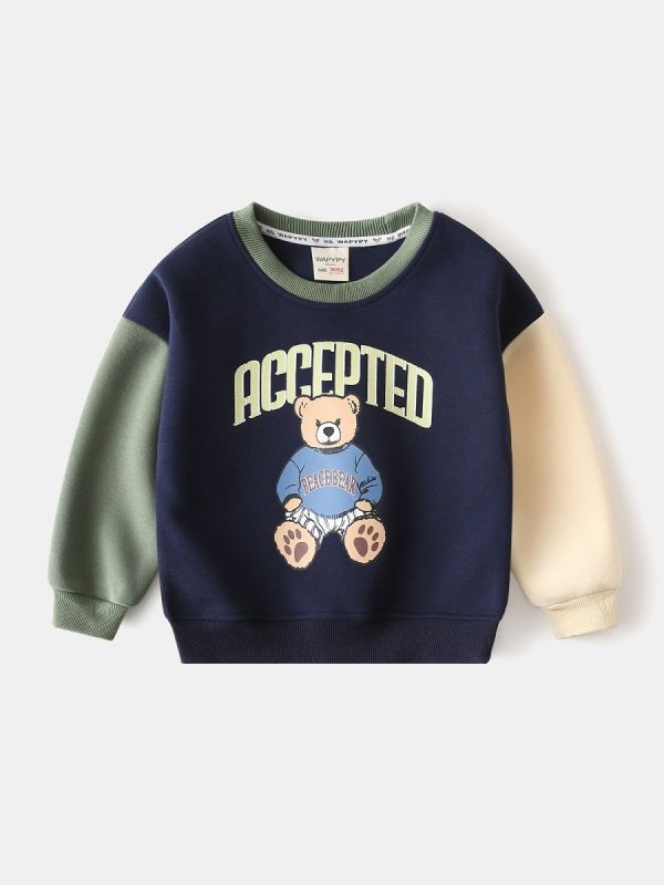 預購秋款男童熊熊拼色上衣尺寸90-140 