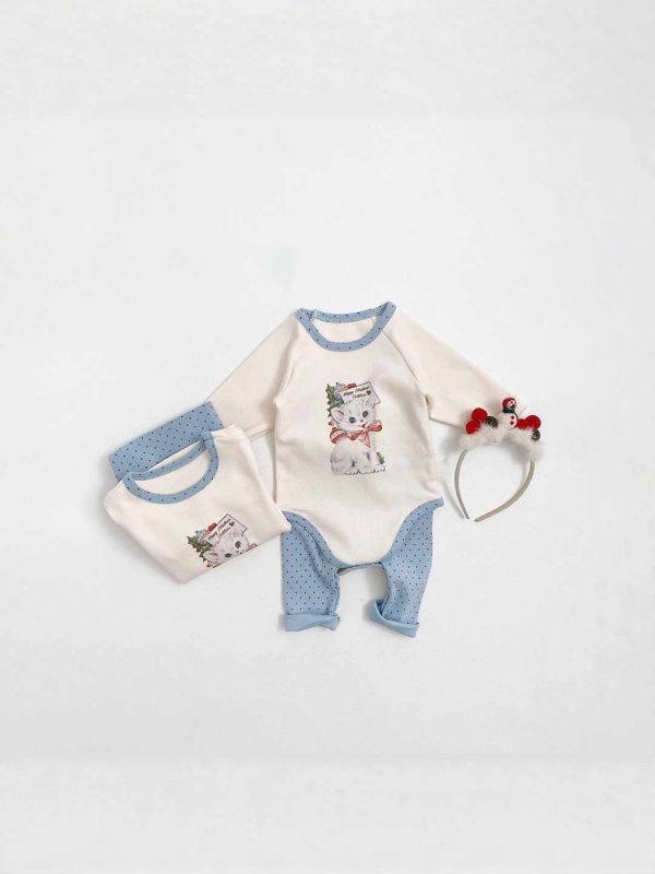 預購秋款男女寶聖誕包屁衣套裝尺寸66-90 