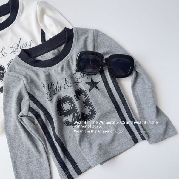 預購秋款女童辣妹款修身數字上衣尺寸90-150 