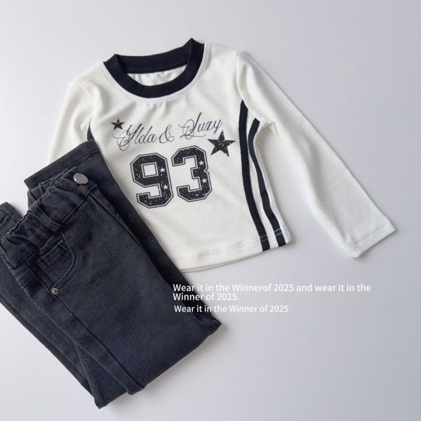 預購秋款女童辣妹款修身數字上衣尺寸90-150 