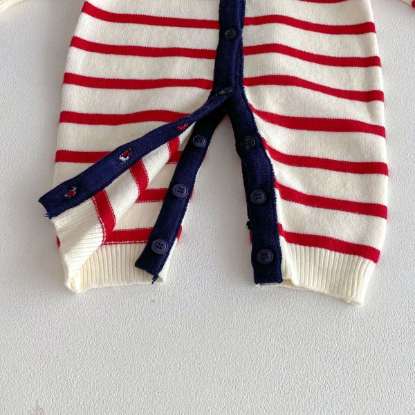 預購冬款男女寶針織條紋小熊毛衣尺寸66-90 