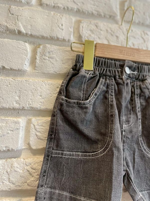 5985-現貨夏款男童帥帥牛仔短褲尺寸80-120 