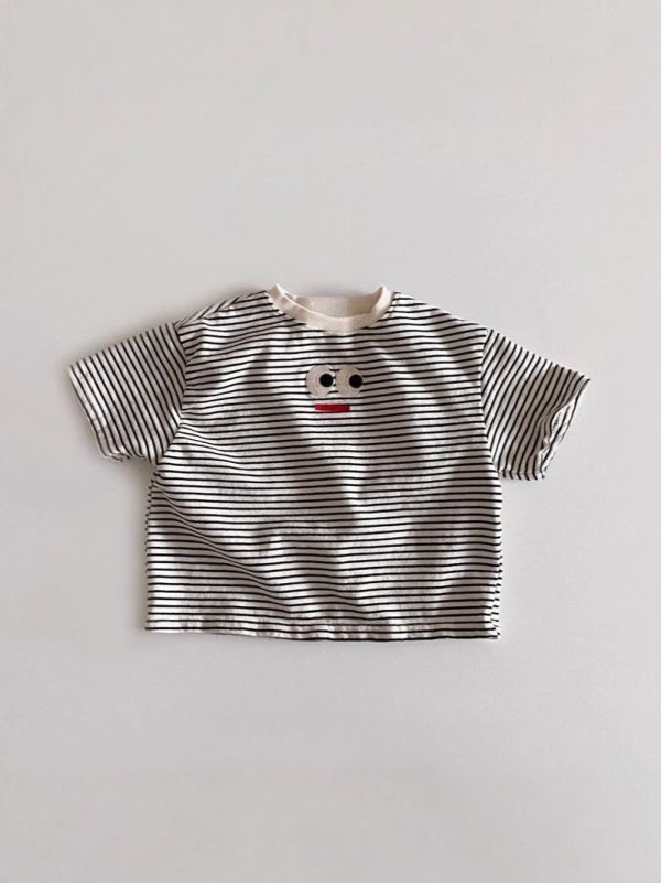 【預購】夏款--男女童刺繡可愛眼睛上衣 