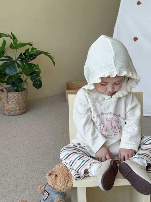 預購秋款女童韓版連帽小兔套裝尺寸73-120 