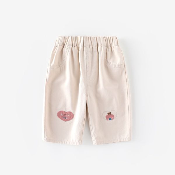 預購秋款女童愛心貼布繡花牛仔褲尺寸73-120 