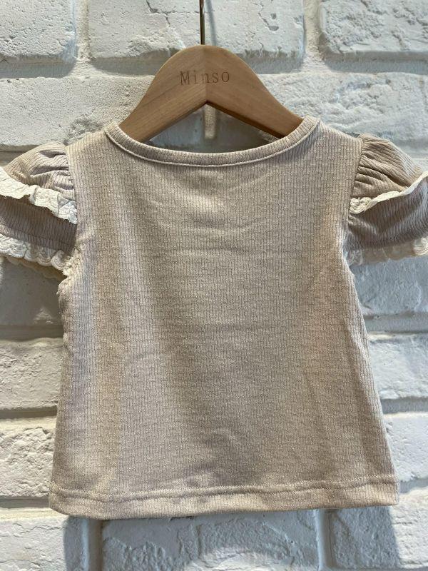 26153-3現貨夏款女童奶茶色簡約短版上衣尺寸80-120 