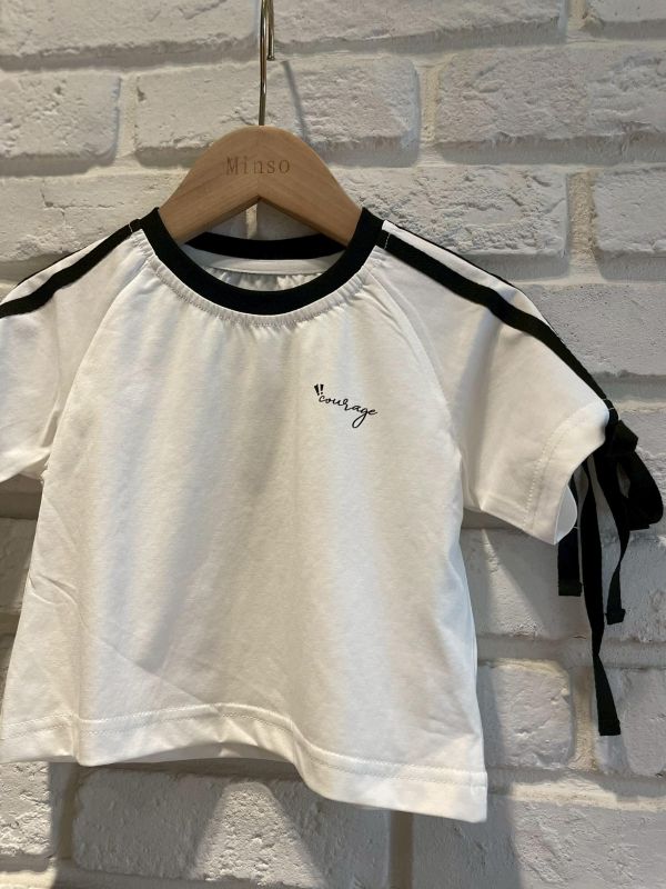 現貨夏款女童字母短版上衣尺寸80-120 