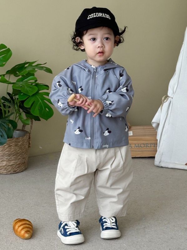 預購秋款男童狗狗連帽外套尺寸73-120 