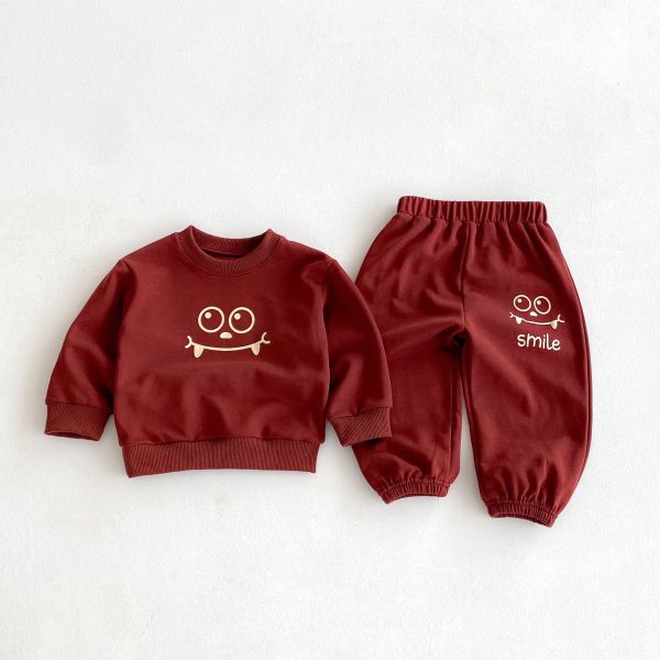 預購秋款男女童表情套裝尺寸80-130 