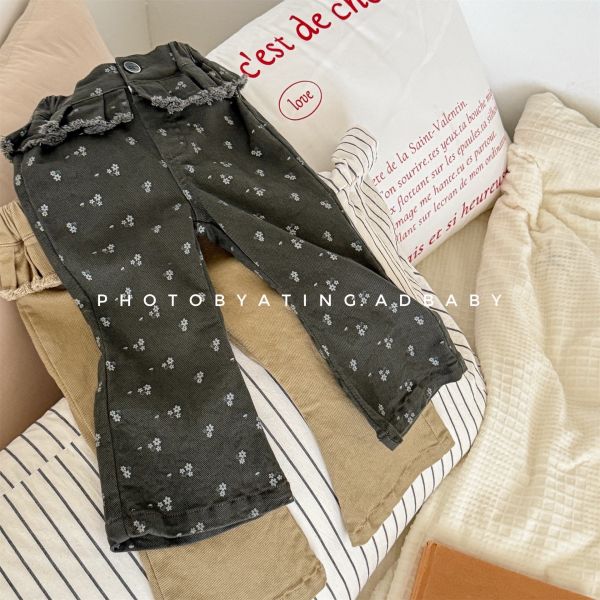 預購秋款女童喇叭褲長褲尺寸80-130 