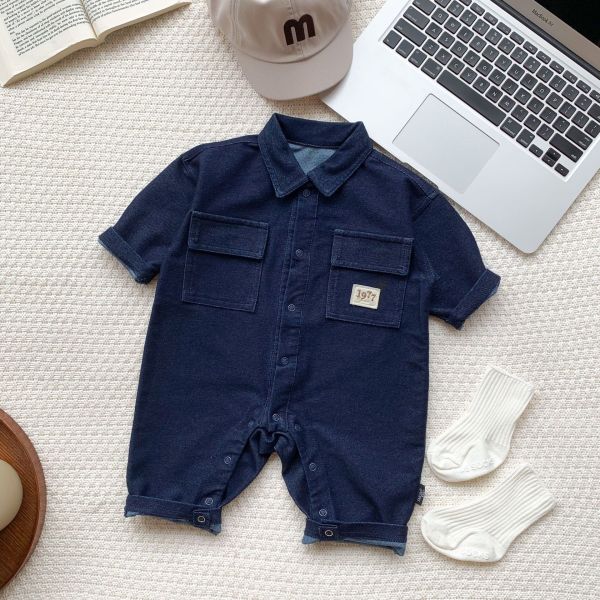 預購秋款男寶牛仔連身衣尺寸66-100 