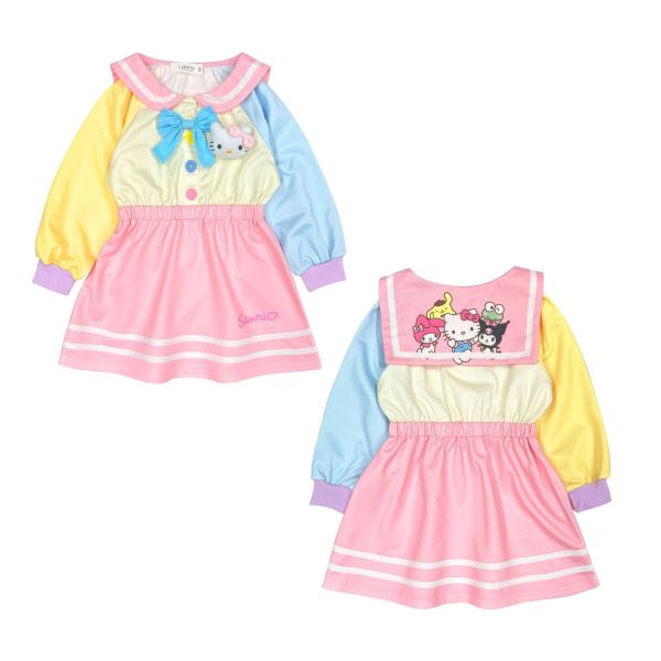 預購秋款女童拼色海軍領學院風洋裝尺寸100-150 