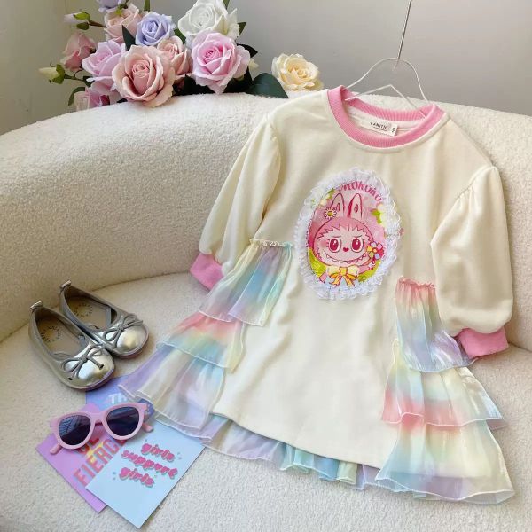 預購秋款日系甜美可愛公主蛋糕網紗蓬蓬洋裝尺寸100-150 