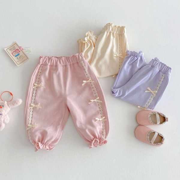 【預購】春款-女童馬卡龍蝴蝶結休閒褲 