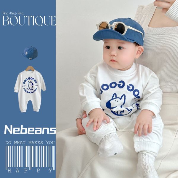 預購秋款男寶狗狗連身衣尺寸66-100 